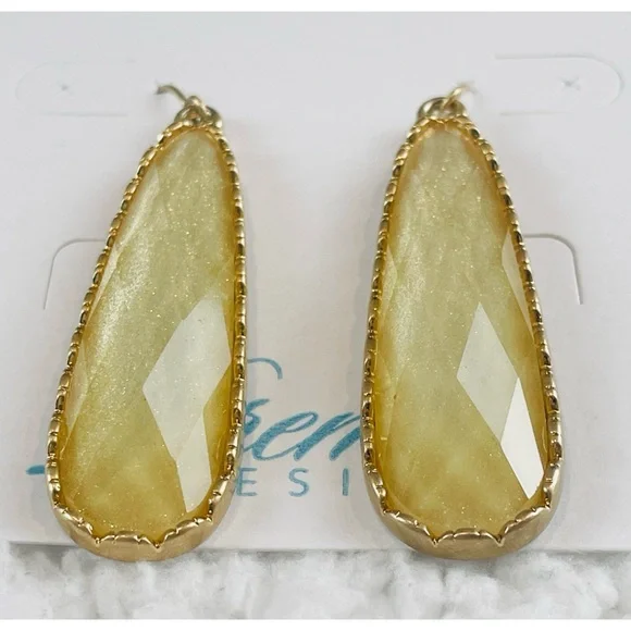 (NWT) PREMIER DESIGNS • Gold/Yellow Shimmery Long Teardrop Earrings - Picture 8 of 12